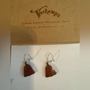 Grand Canyon gold fleck earrings pierced 3/4” long with box